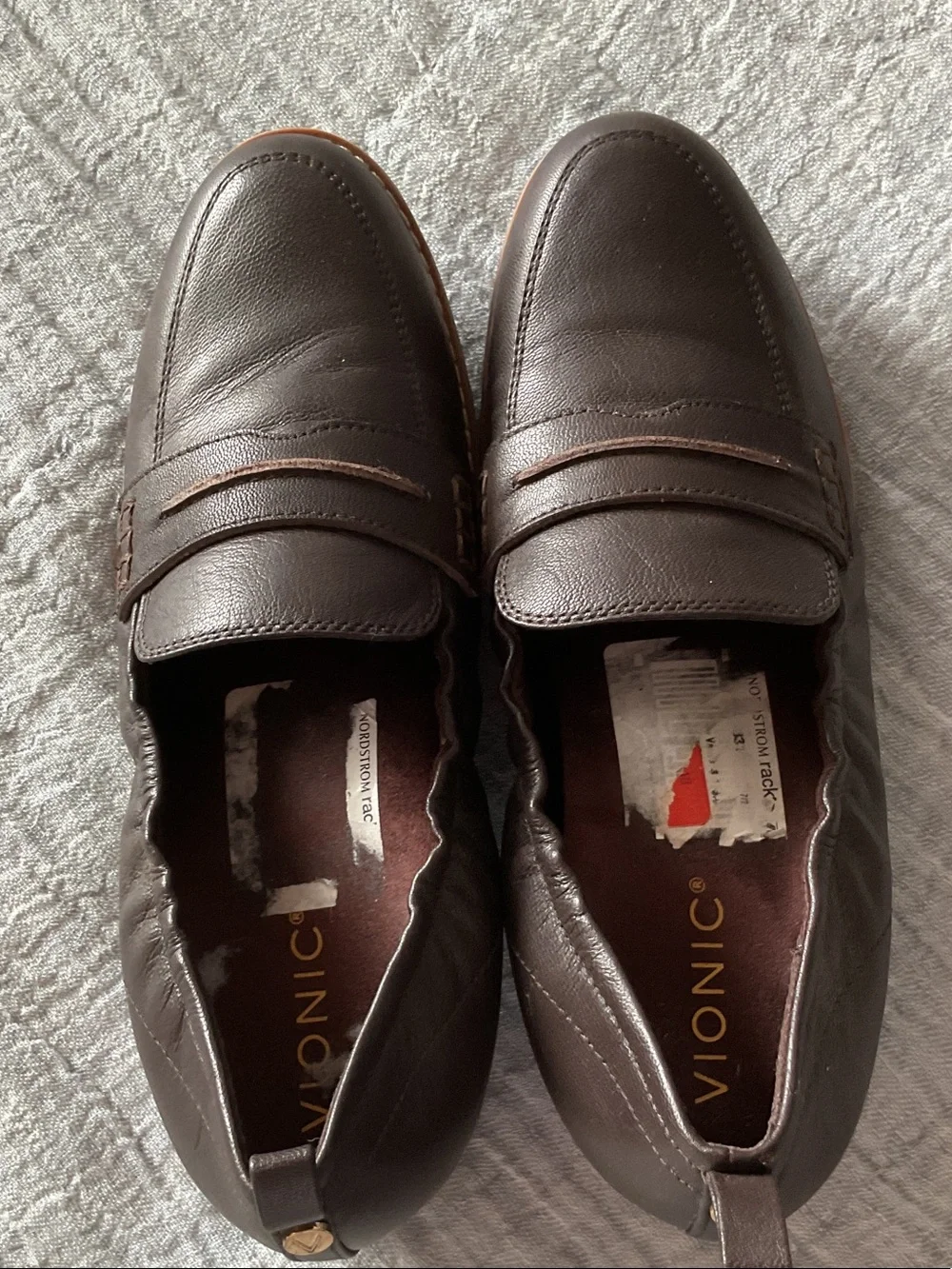 Vionic Women Brown Leather Slip-On Penny Loafers